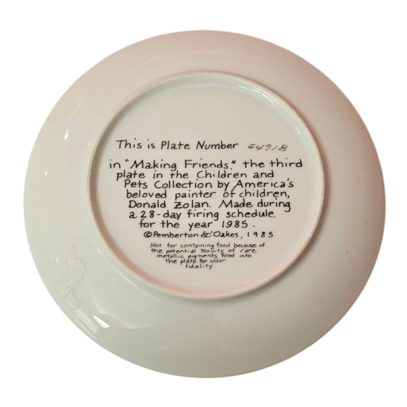 Donald Zolan Children & Pets Collection Plates by Pemberton & Oakes '84-'86 - Picture 7 of 11